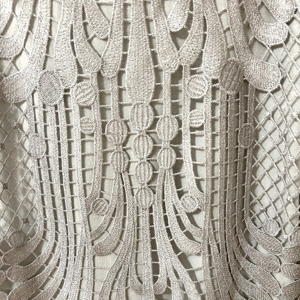 NWOT Express Silver Sleeveless Intricate Cutout Top - Picture 3 of 6